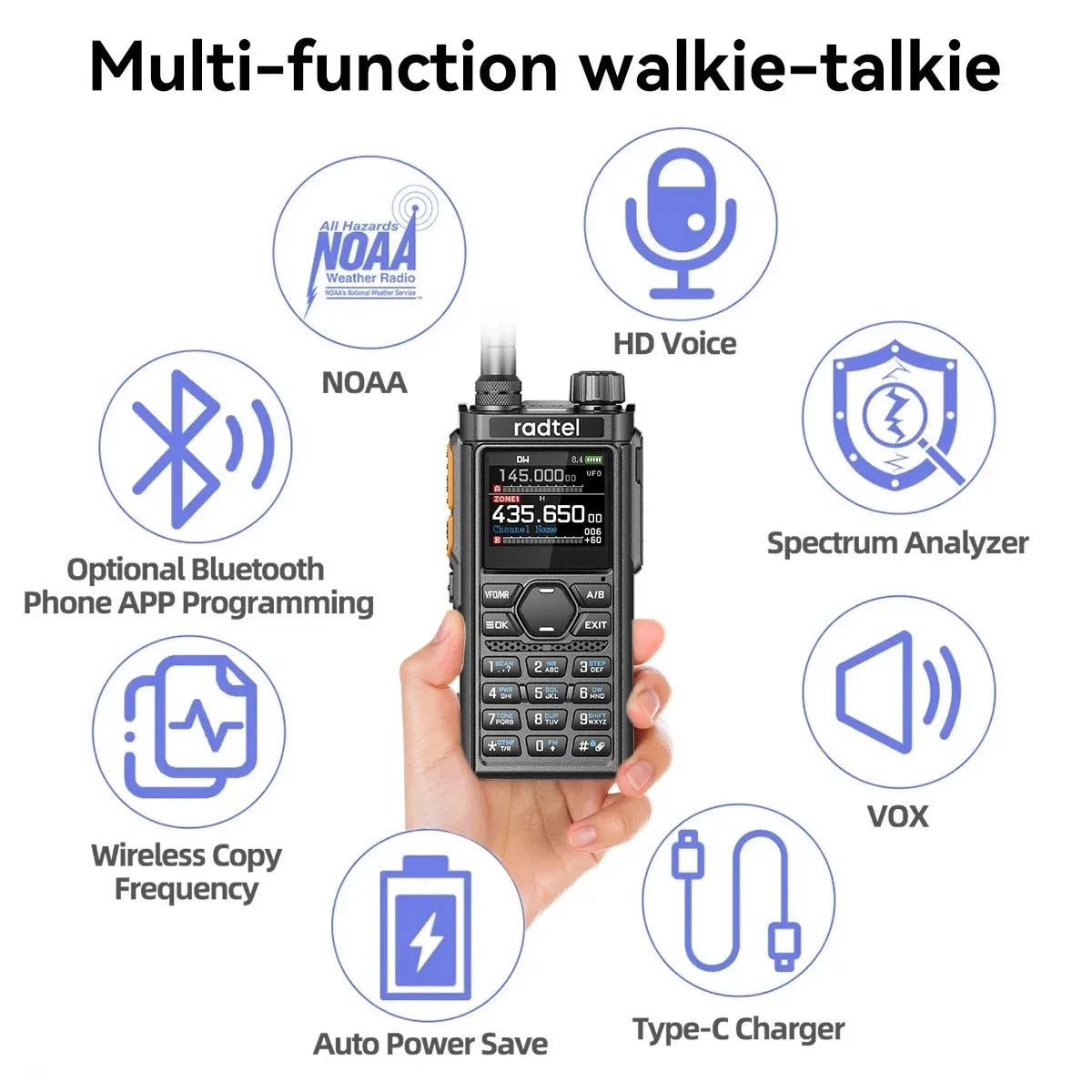 Radtel RT-910B Bluetooth App Programing and Noise Reduction Ham Radio 45-59Mhz TX RX Walkie Talkie Air Band NOAA Police Marine