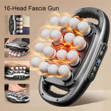 Massager Gun Set Deep Tissue Body Fitness Muscle Electric Relax Massager for Back Shoulders Legs Foot 16 Heads black