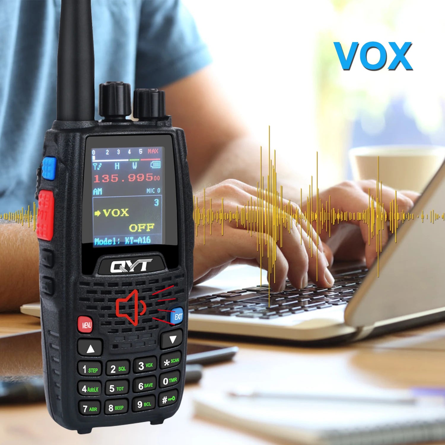Air Band Transmitter Walkie Talkie Tx118.000-136.999MHz,Rx108.0000-136.999MHz 6W 200Ch W/NOAA Channels VOX QYT KT-A16 Radio