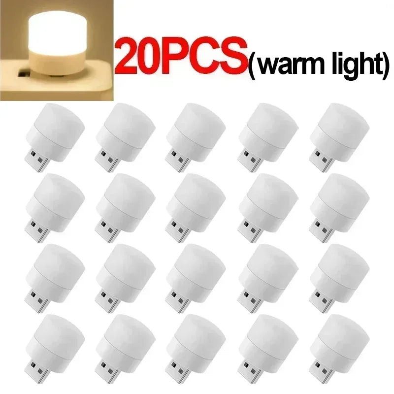 Mini USB LED Night Light for Desk and Bedside Ambient Lighting 20PCS-Warm