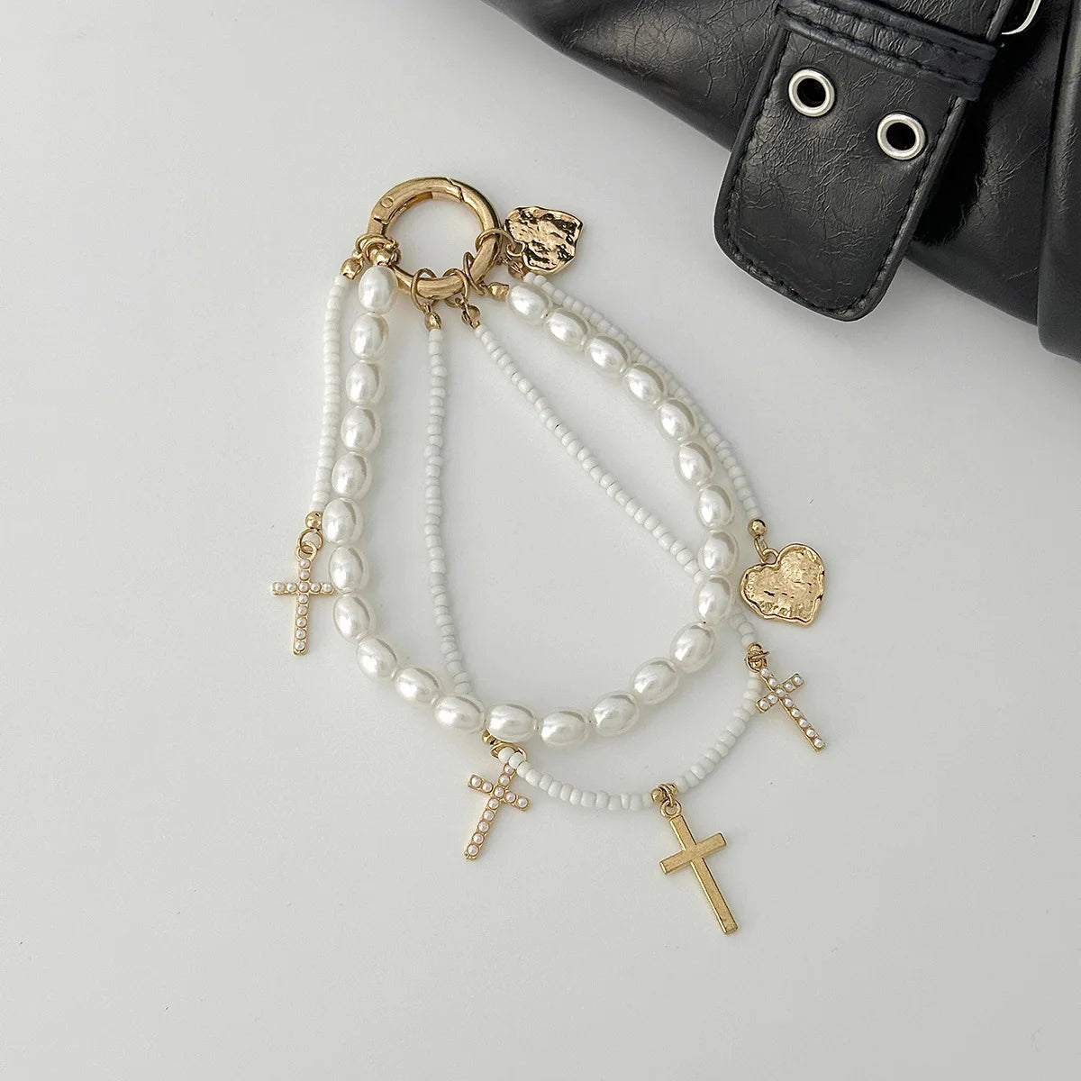 Keychain Y2K Red Heart-shaped Pearl Valentine Day Gift New Design Spurse Bag Charms Car Goth Vintage Cute Keychain Accessorie P47150-08-1