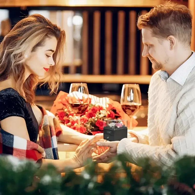 New Hot Selling Valentine's Day Gift Ocean Heart Love Necklace with Eternal Rose Jewelry Box For Girl Mother's Day Gifts red set 9x15cm