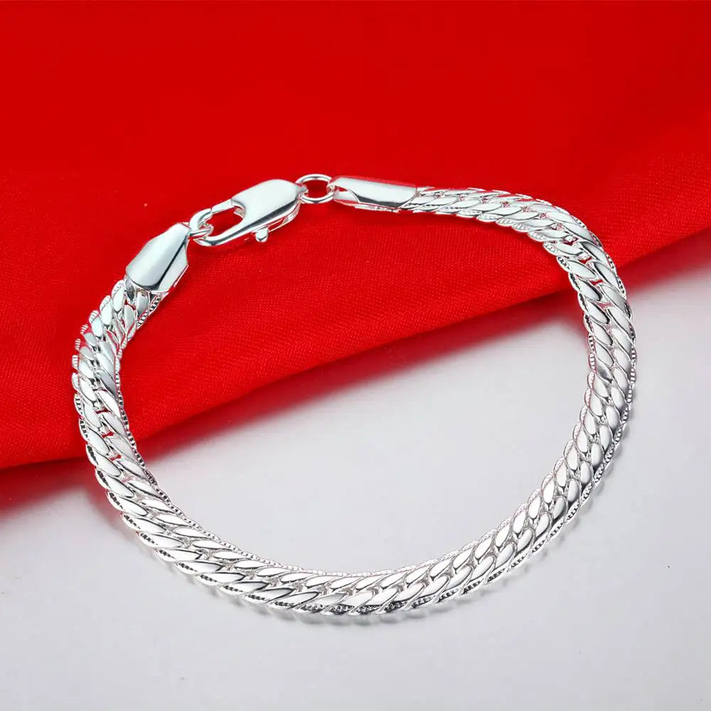 925 Sterling Silver Bracelet Heart High Quality Romance Chain For Woman Men Fashion Engagement Party Wedding Jewelry Gift DY AB086