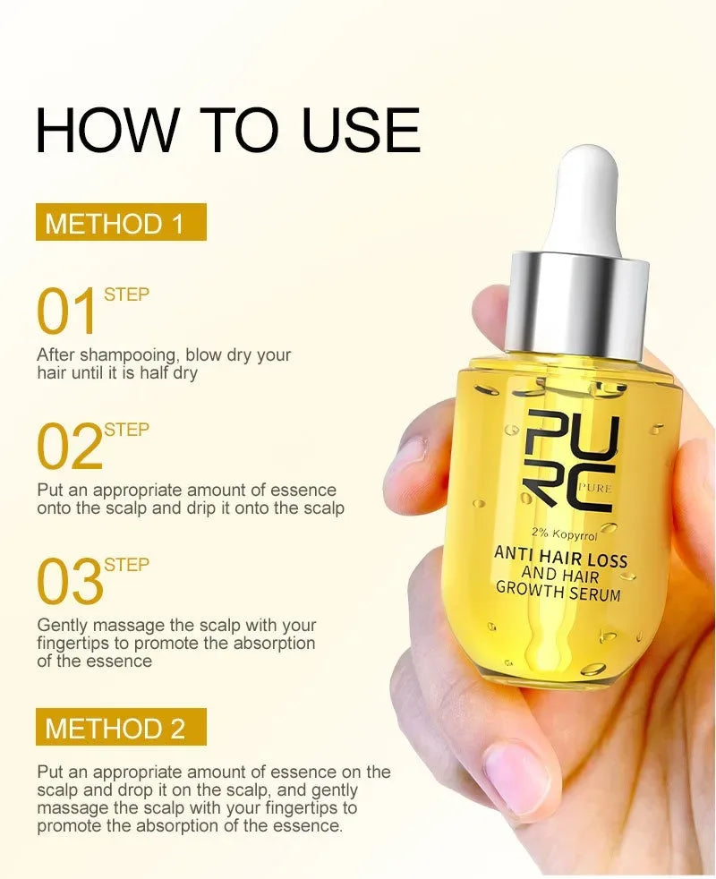 PURC Anti Hair Loss Serum Hair Growth Serum Ginger Grow Repair Hair Care Oil Scalp Serum Fast Regrowth Thicken for Men Women