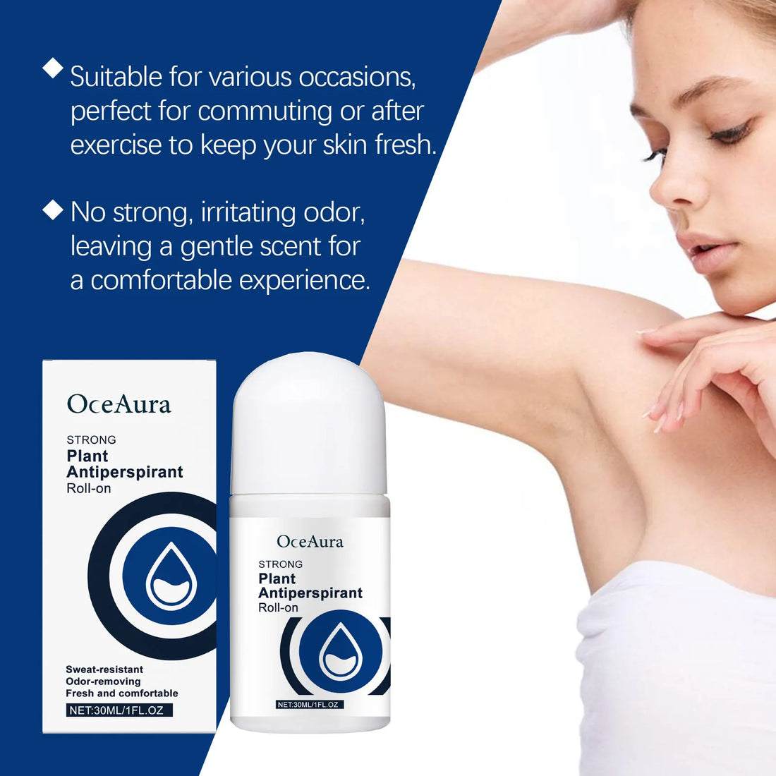 Antiperspirant Deodorant Roll-On for Men & Women – Fast-Dry Sweat & Odor Control, Long-Lasting Underarm Body Deodorant