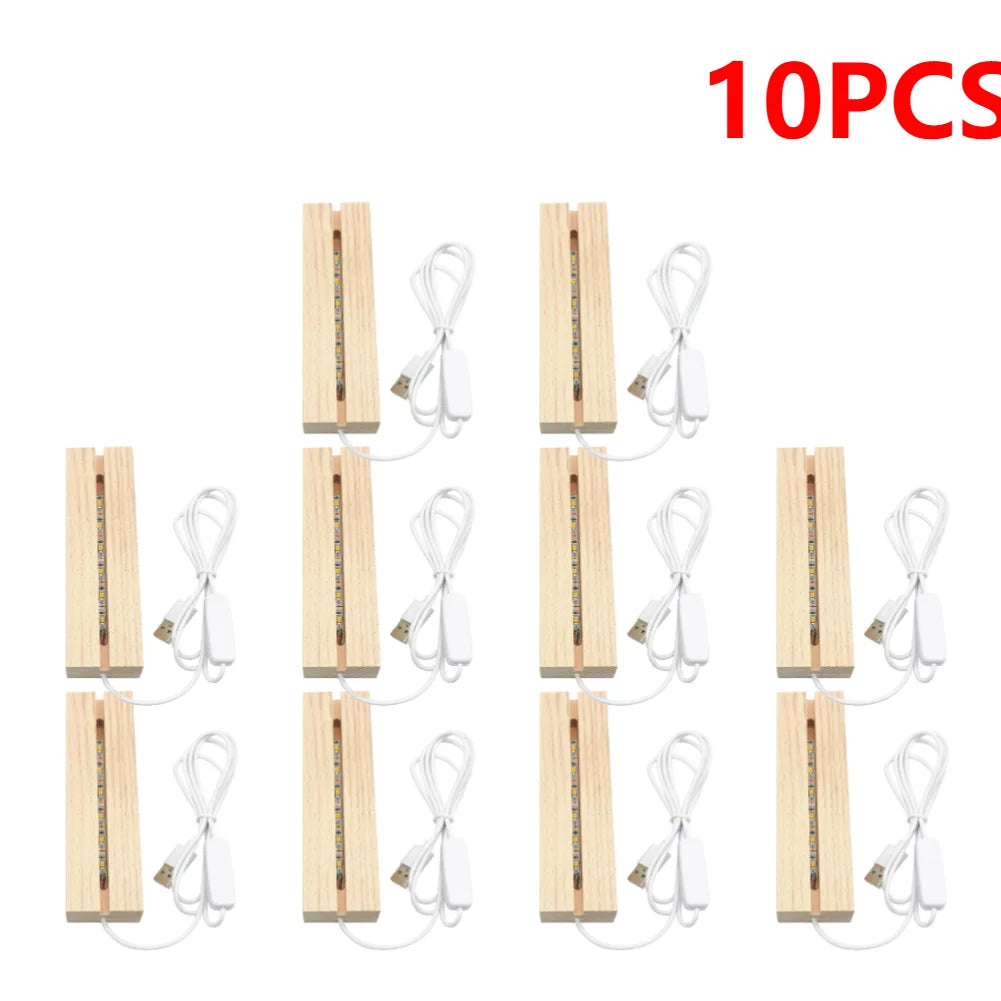 LED Display Base with Wooden Slot for Acrylic Art Panels 10CS