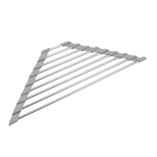 Roll-Up Corner Sink Rack for Draining and Kitchen Storage Gray