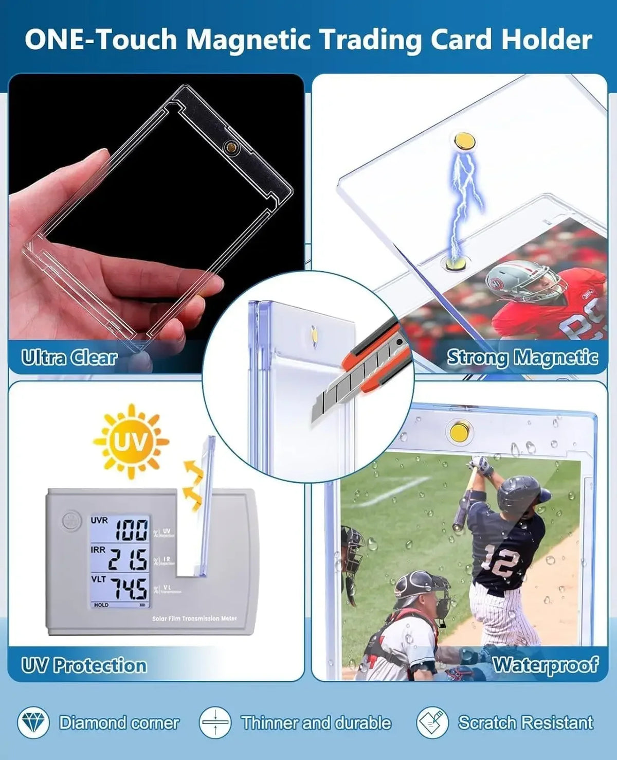 Acrylic Magnetic Trading Card Holder for 35PT Cards