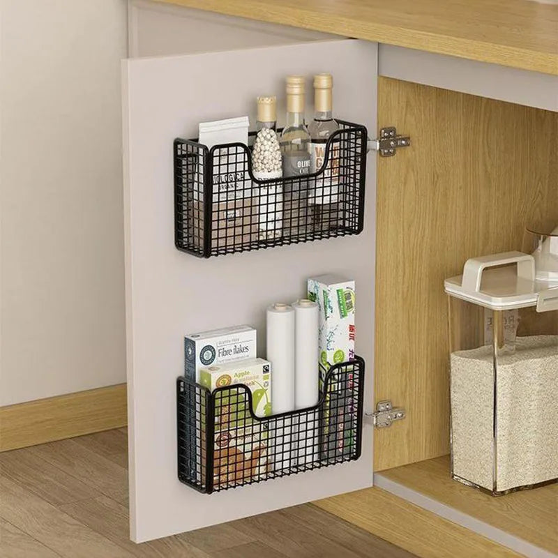 Cabinet Door Storage Rack for Kitchen Wraps and Bottles