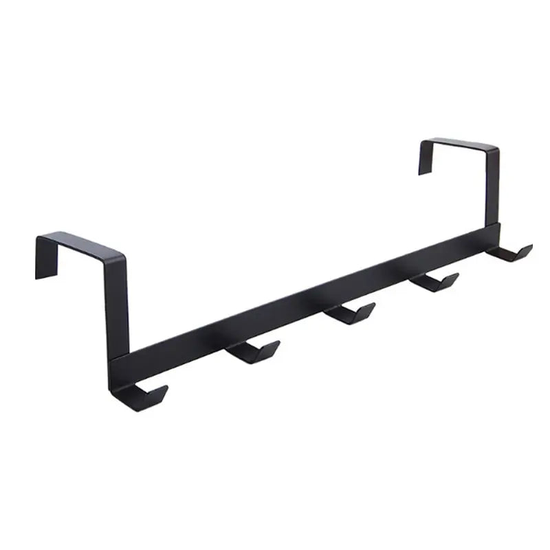 Five Hook Iron Over Door Rack for Bedroom Clothes Storage Black