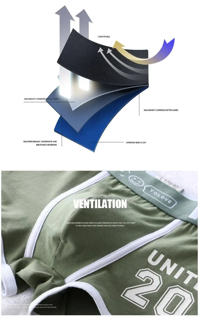 1/3/4 PCS Men's Underwear Boxer Shorts Sexy Panties Cotton Boxers Sports Comfort Man Underpants Shorts Homme U Convex Lingerie