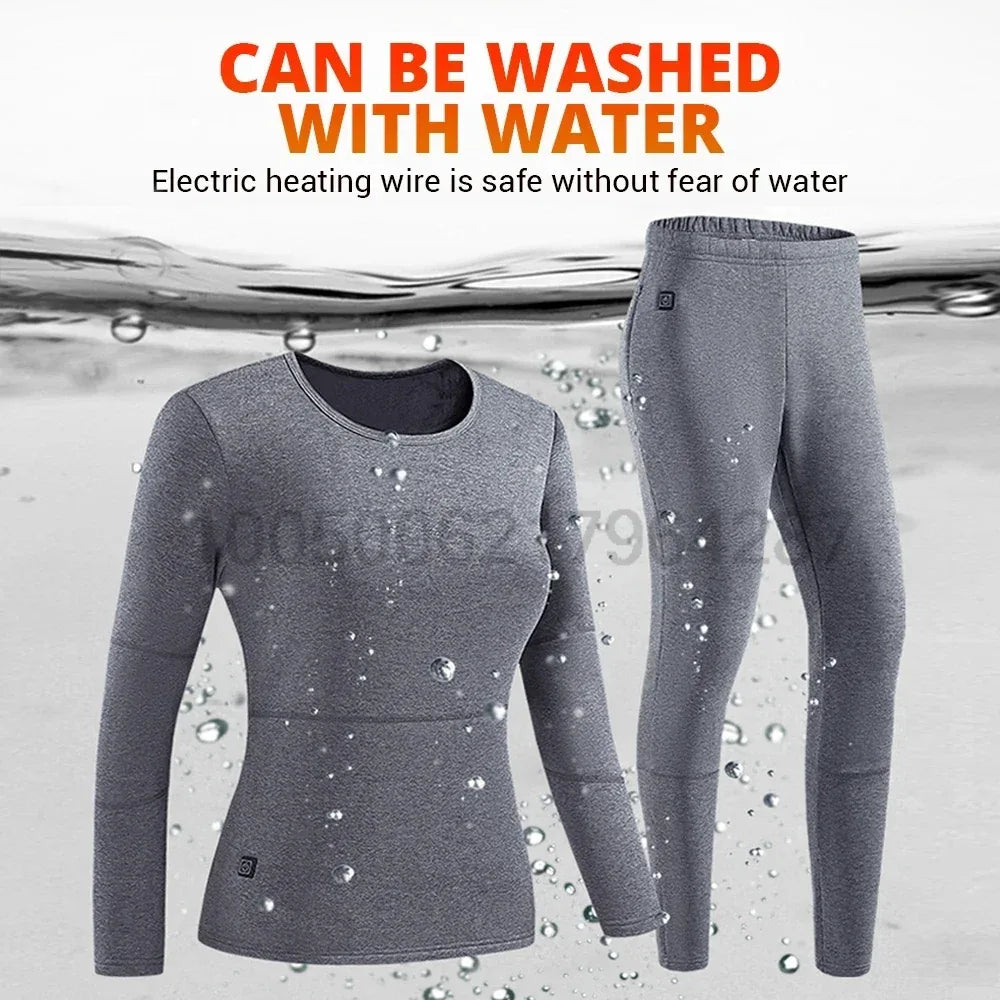 Buy USB Electric Heated Jacket Thermal Underwear Set for Men & Women