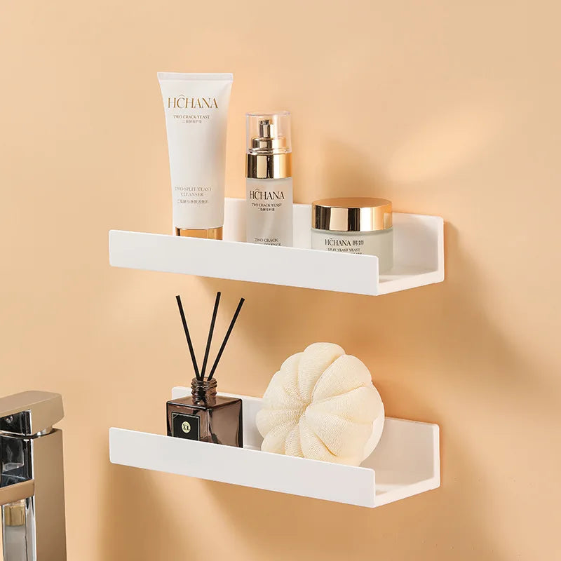 White Plastic Corner Shower Shelf for Shampoo Storage