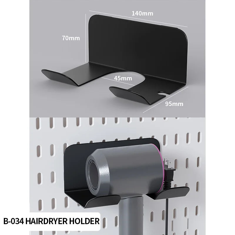 Wall-mounted Pegboard, Drill-free Storage Organizer For Home & Office Electronics, Suitable For Keyboard, Mouse Arrangement B Hairdryer holder