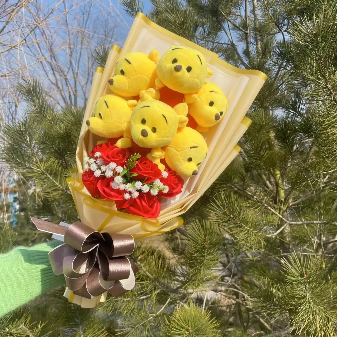 Cartoon Winnie the Pool Eeyore Bouquet Gift Box Stuffed Animals Flower Bouquet Home Decoration Valentine Christmas Gifts