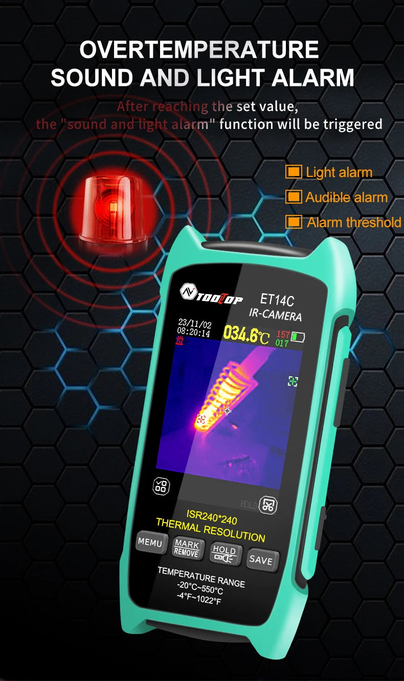 TOOLTOP ET14C 2.8inch Thermal Imager 25Hz Home Thermal imaging Camera ISR240x240 Thermography with Stand Electrical Fault Detect