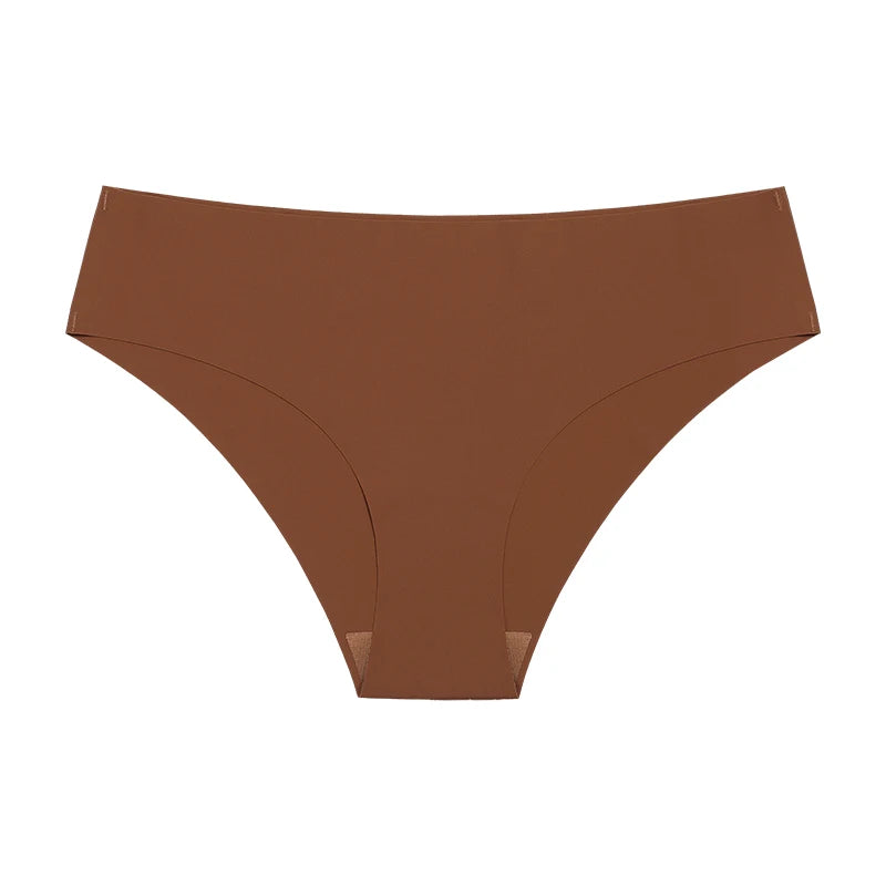 Hot Sale High Quality Seamless Panties Ladies Sexy Underwear Daily Briefs Panty Invisible No Trace Women Panties 0908-1-Dark Brown Set