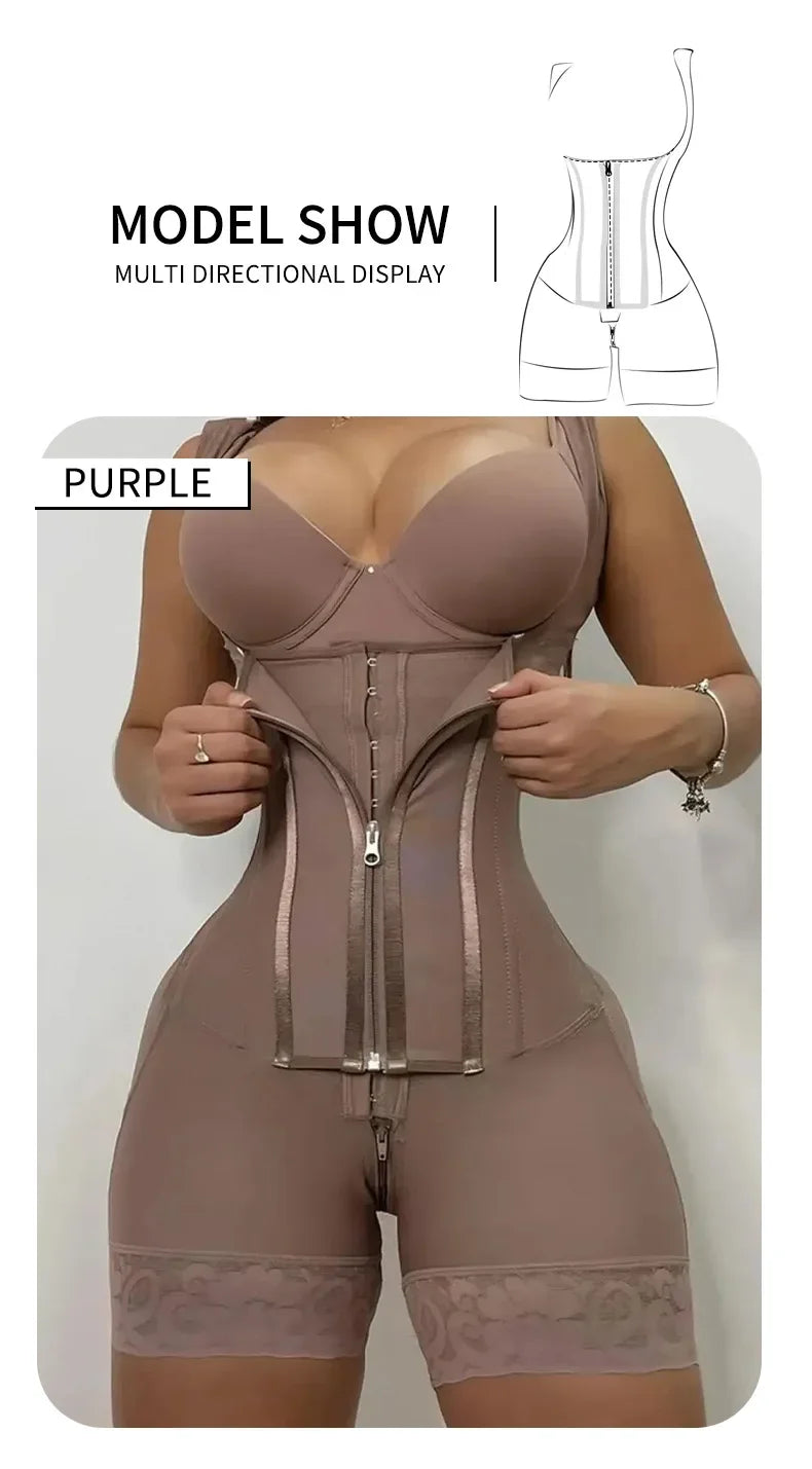 Body Shaper Women Colombian Fajas Shapewear Bodysuit 9-bone High Compression Girdles Double Tummy Control Full Body Open Crotch