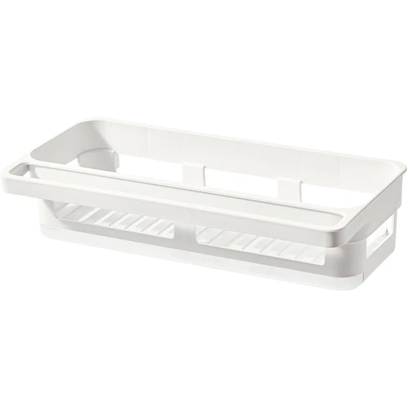 Sponge Holder for Kitchen Sink Wall Mount Sink Caddy with Drainage and Drip Tray Plastic Organizer for Countertop White White