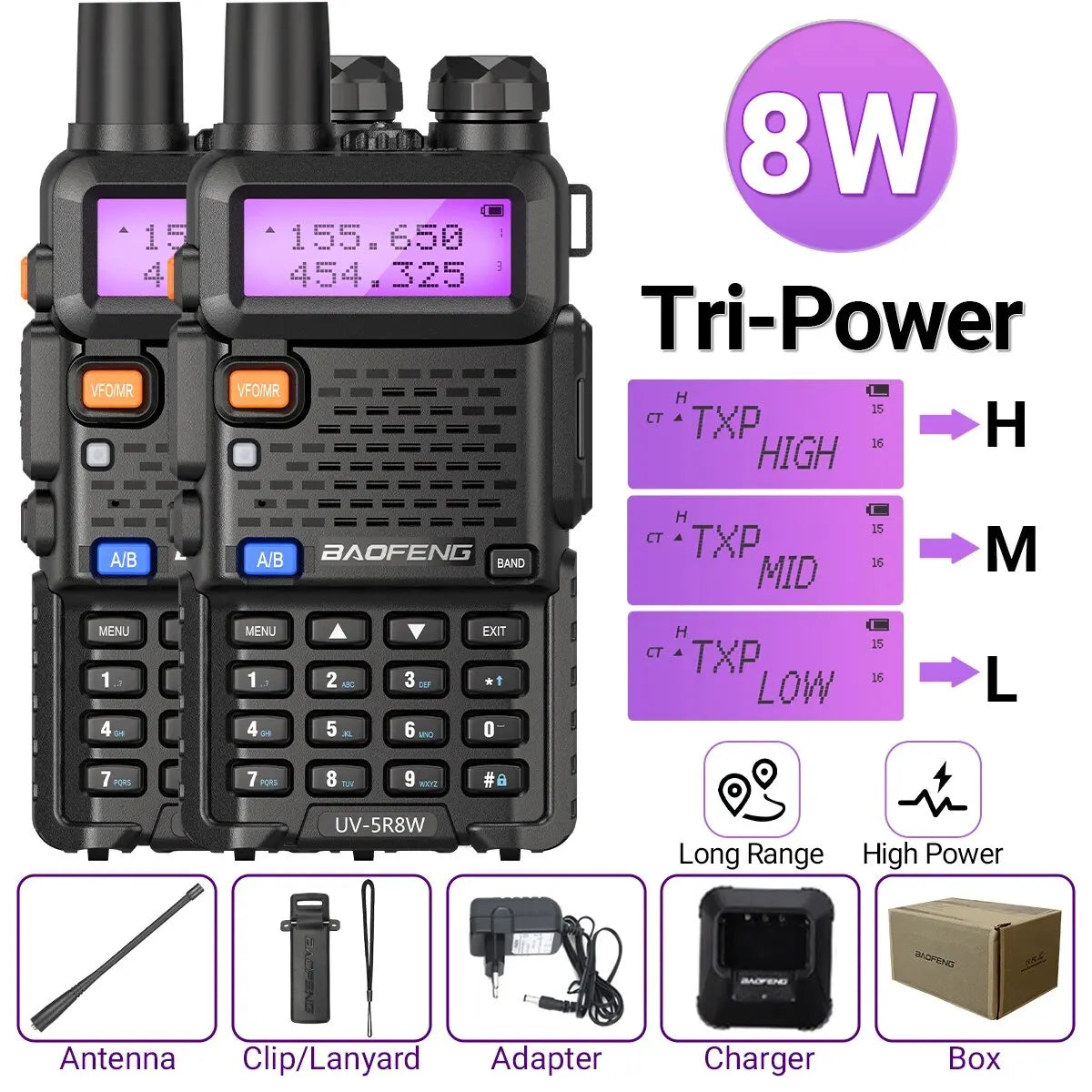 2PC Baofeng UV-5R Walkie Talkie Dual Band Long Range Ham Radio - Dicrodelights