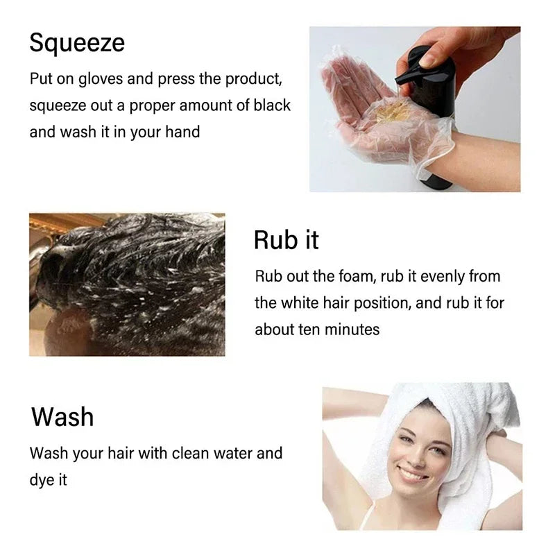 Nova 3-in-1 Black Hair Dye Shampoo for Men & Women – Instant Gray Coverage, Long-Lasting Natural Black Color