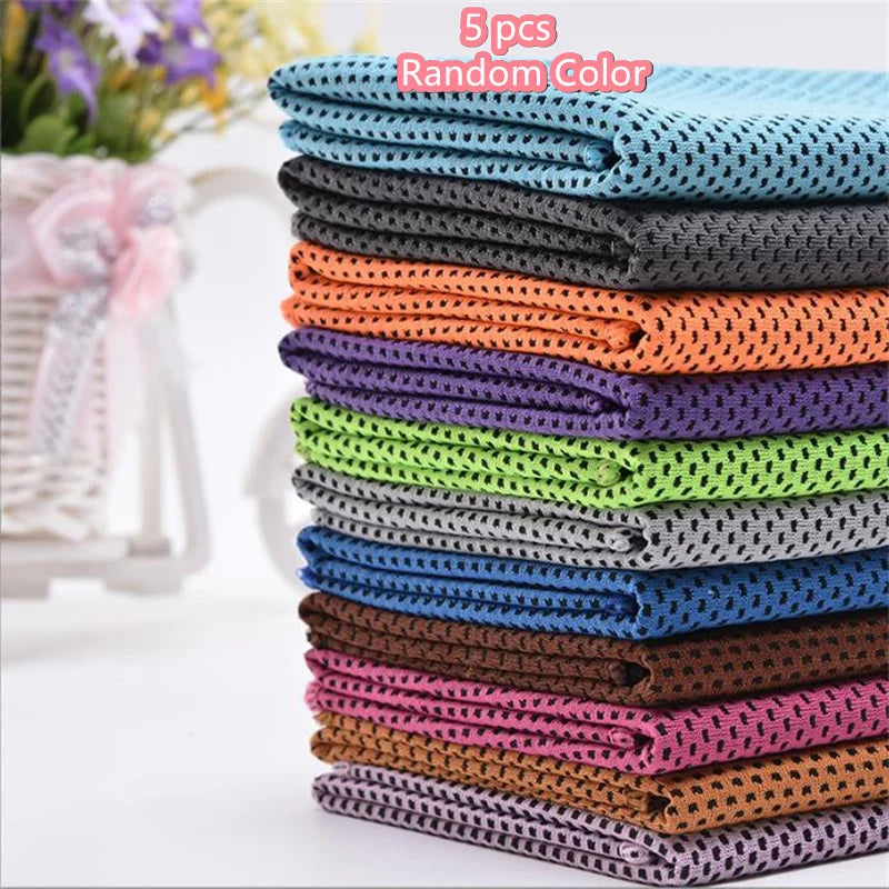 1-10pcs Cooling Towel Instant Relief Microfiber Cool Towels Chilling Neck Wrap Ice Cold Rags Sports Fitness Camping Hiking 5 pcs
