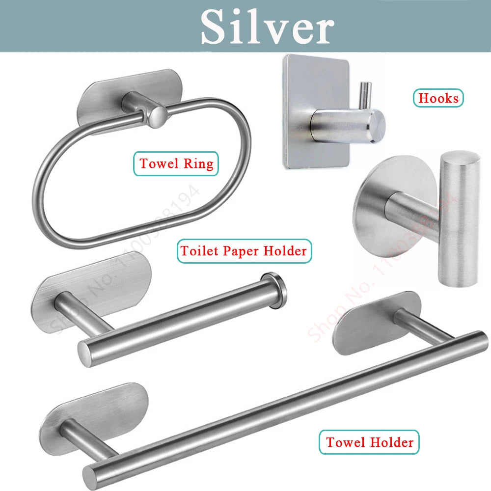Stainless Steel Wall Mounted Toilet Roll Holder and Hooks