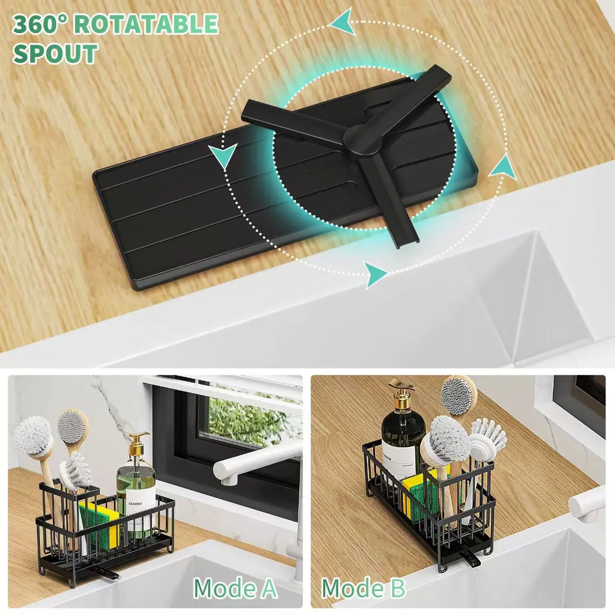 Kitchen storage shelf, self-drainage dishcloth rack, drainage rack, no drilling, household seasoning rack, faucet, sink rack, co