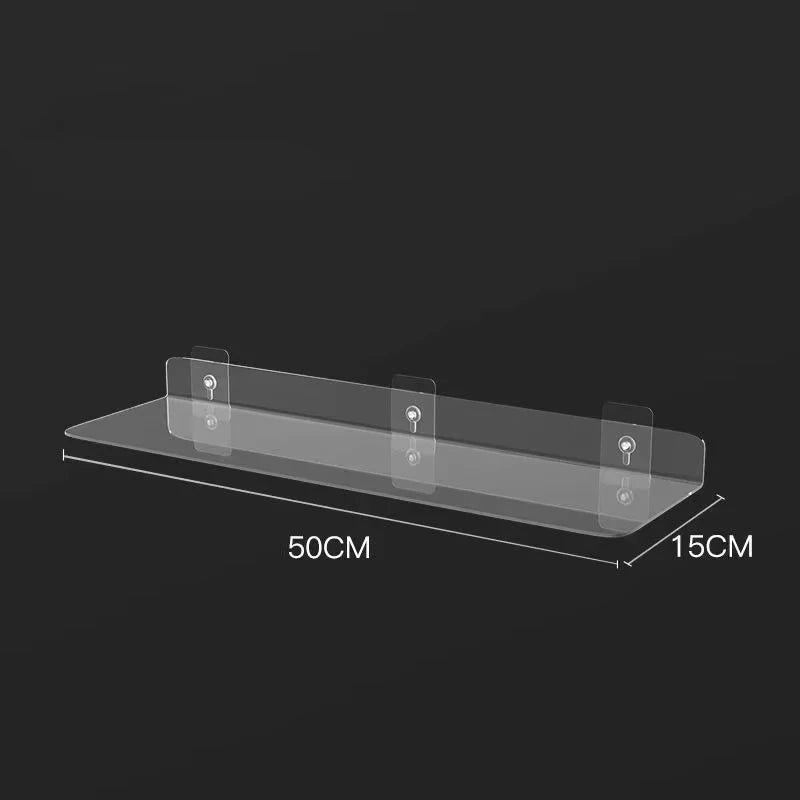 Clear Floating Wall Shelf No Drill, Waterproof, 20cm to 50cm Sizes