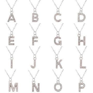 Fashion Shining A-Z Letter Pendant Charm Necklace 26 Initial Alphabet Name Clavicle Chain Party Valentine's Day Jewelry Gift