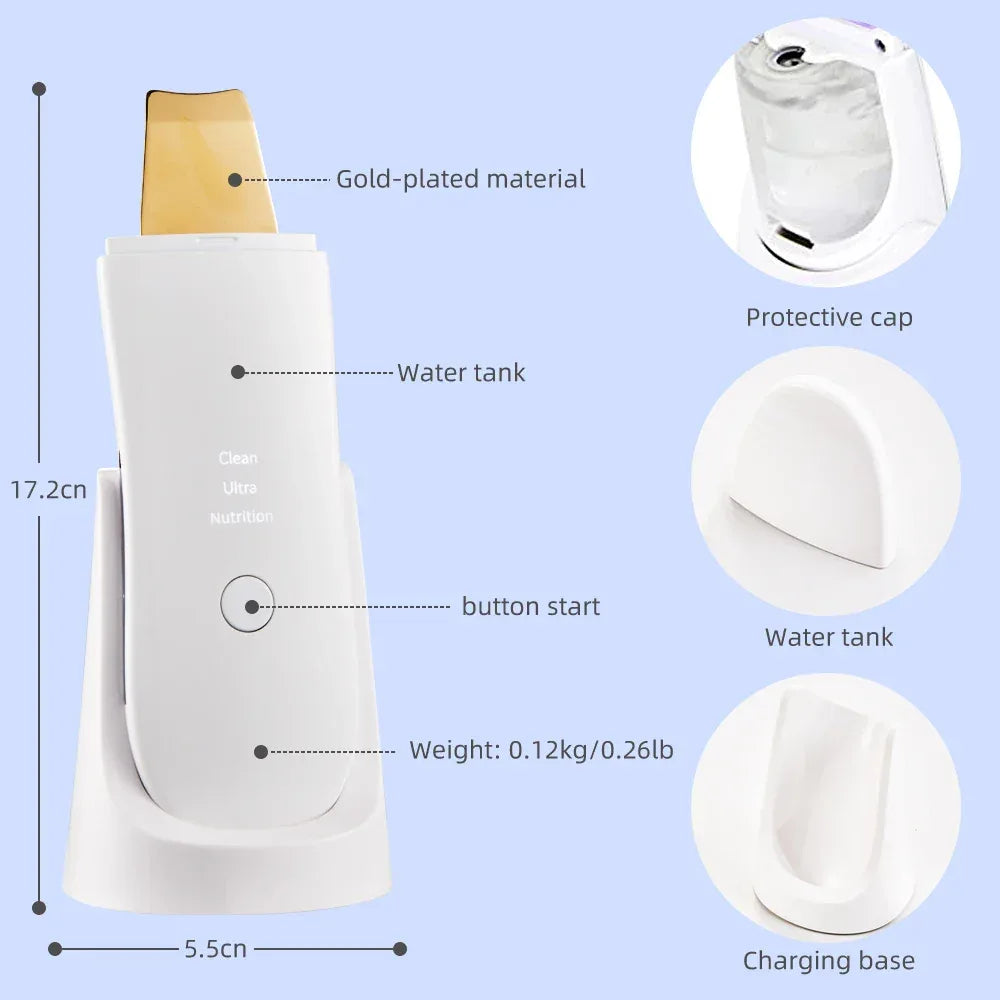 Ultrasonic Face Scrubber Facial Peeling Skin Scrubber Deep Facial Cleaning Spatula Acne Pore Ultrasonic Scrubber Facial Cleanser
