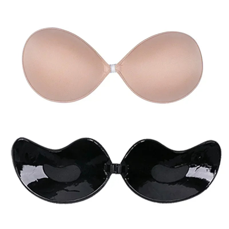1/2Pcs Sexy Women Invisible Push Up Bra Self-Adhesive Silicone Bust Front Closure Sticky Bra Black Skin Backless Strapless Bra Group 4