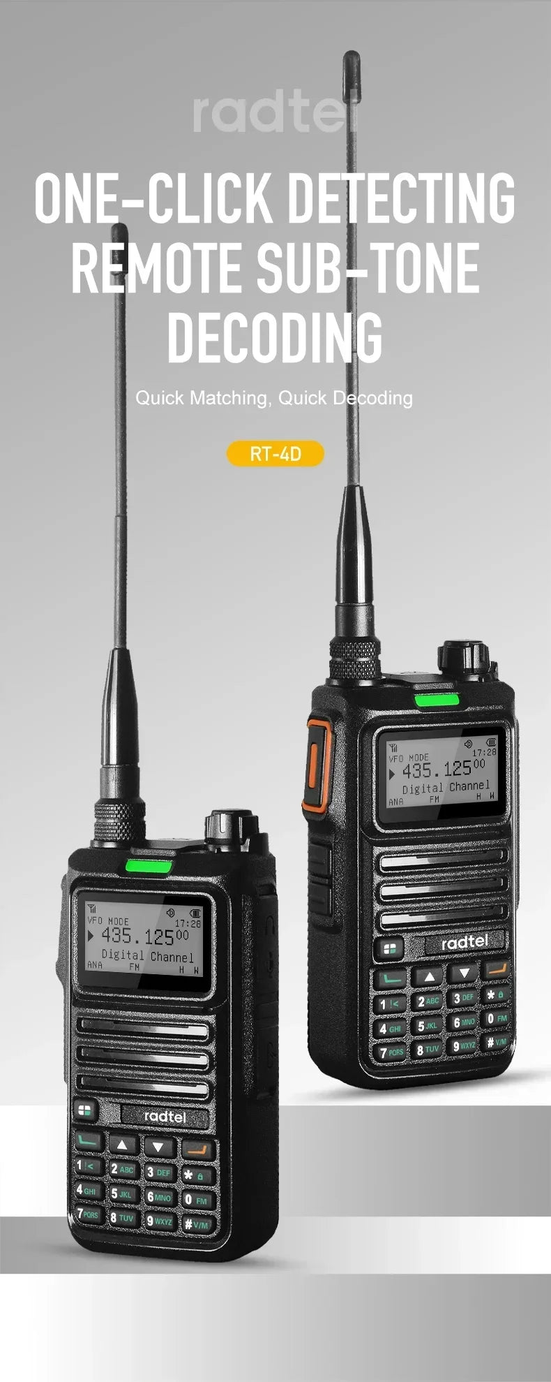 Radtel RT-4D DMR Radio Digital Walkie Talkie Dual Mode Analog Two Way Radio Dual Time Slot Ham Radio 1024 Channels - Dicrodelights