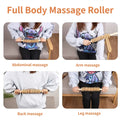 Body Fascia Massager Anti-slip Handle Wood Grooved Gear Arms Legs Thighs Buttocks Smooth Roller Massager for Back Relaxation
