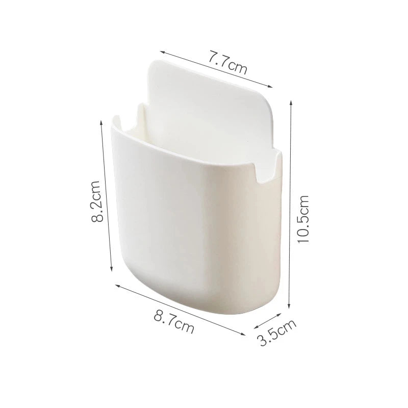 Bedside Wall Phone Holder for Charging and Remote Storage moon white