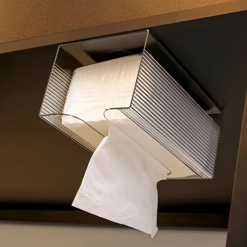 Acrylic Tissue Box Holder, Wall Mounted, Transparent, Multi-Functional Paper Towel Dispenser for Living Room And Bathroom