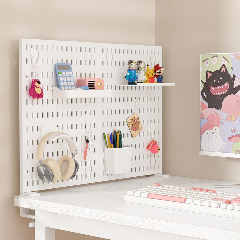 No-Drill Clamp-On Standing Pegboard Storage Organizer, Desktop Rack with DIY Accessories, Office Desk Stationery Holder