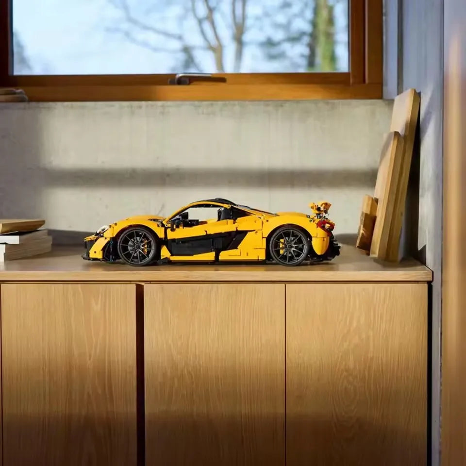 New MOC yellow car model home decor building blocks children's boy holiday gift;