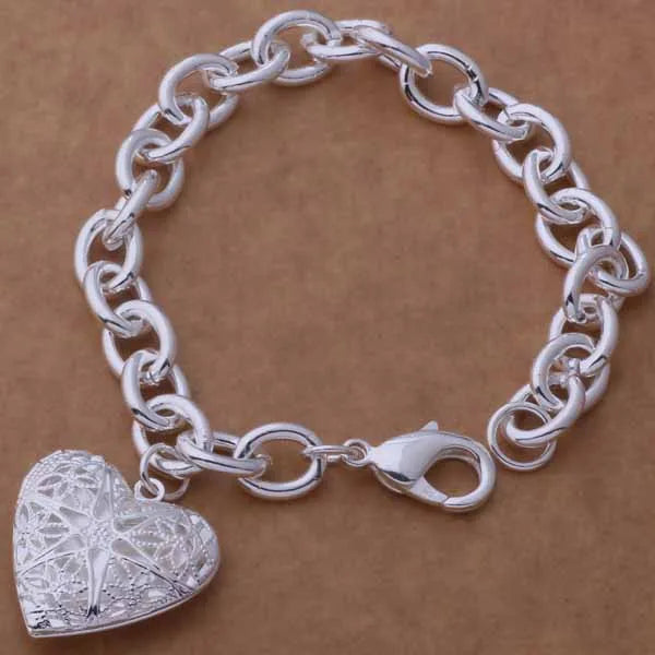 925 Sterling Silver Bracelet Heart High Quality Romance Chain For Woman Men Fashion Engagement Party Wedding Jewelry Gift DY AB292 WX