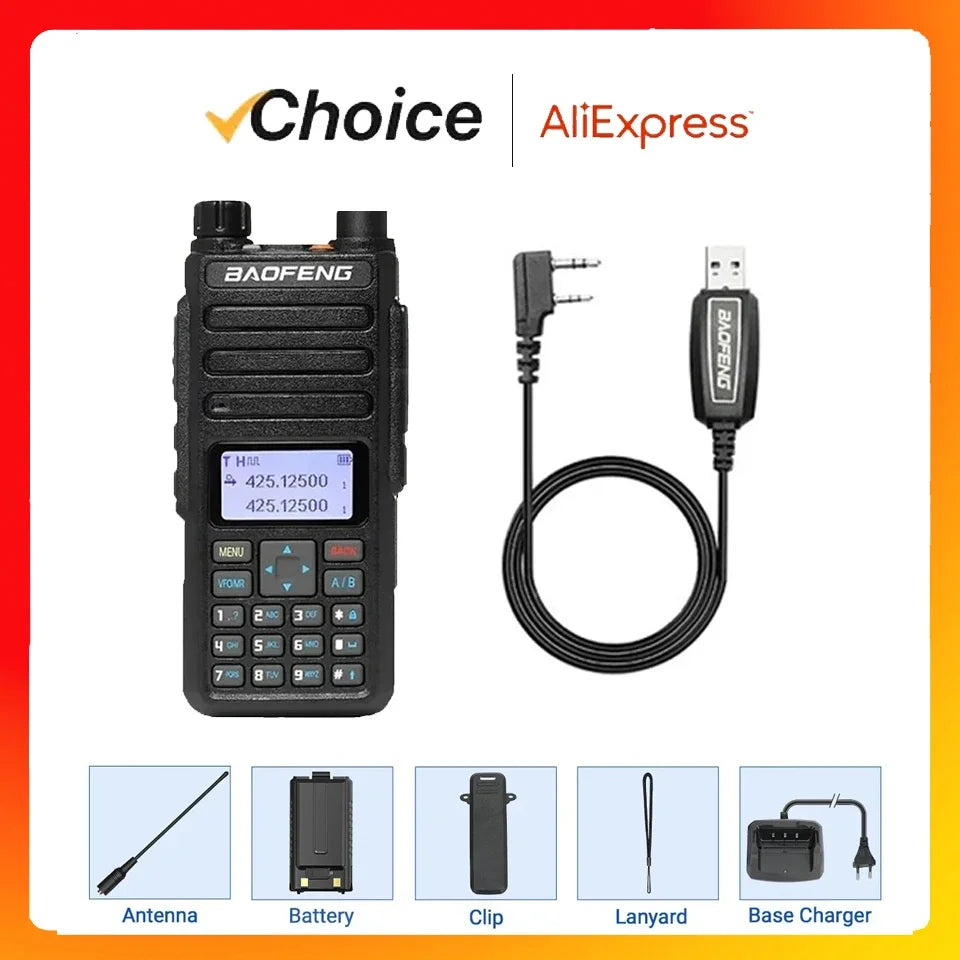 Baofeng Official Store DR-1801 Long Range Dual Band DMR Digital/Analog Walkie Talkie Tier tier II Dual Time Slot Upgrade Radio DR-1801-CA