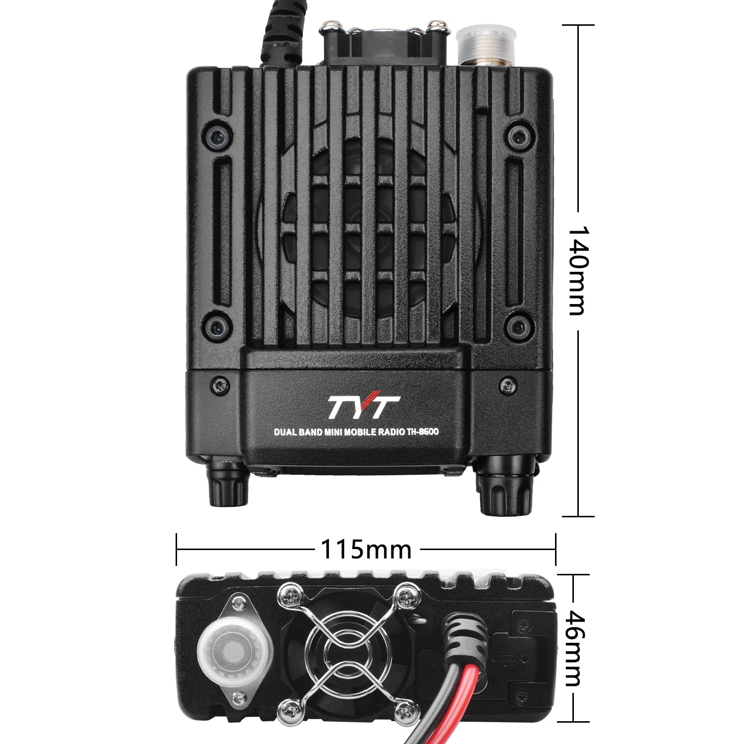 TYT Walkie Talkie TH-8600 IP67 Waterproof Car Transceiver 2m 70cm Dual Band Amateur Mini Mobile Radio 25Watt 200 Memory Channels