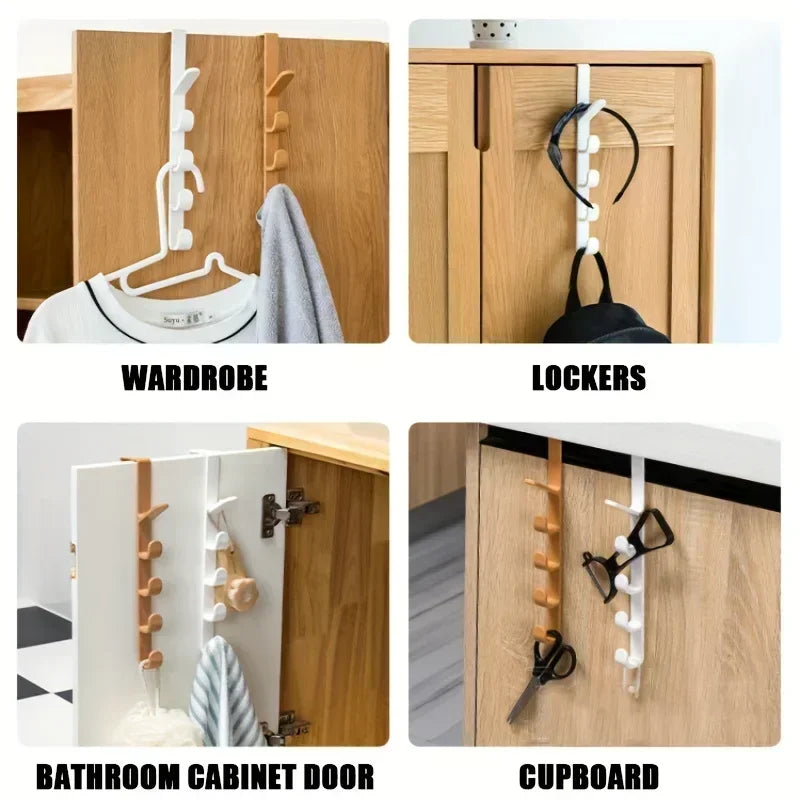 Plastic Over Door Hook Rack for No Drill Bag and Hat Storage
