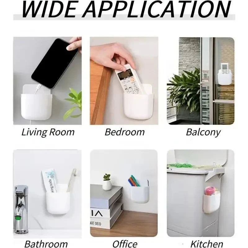 Adhesive Bedside Remote Holder Pair for Phone and Pen Storage