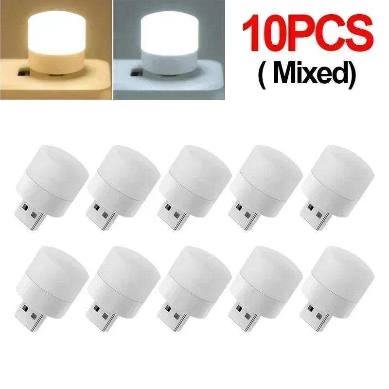 Mini USB LED Night Light for Desk and Bedside Ambient Lighting 10PCS-Mix