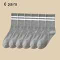 1/6 Pairs Women Mid-Tube Socks Solid Colour Autumn Winter Breathable Comfortable Sport Sweat Absorbent Man And Women's Socks 6 Pairs Grey A One Size
