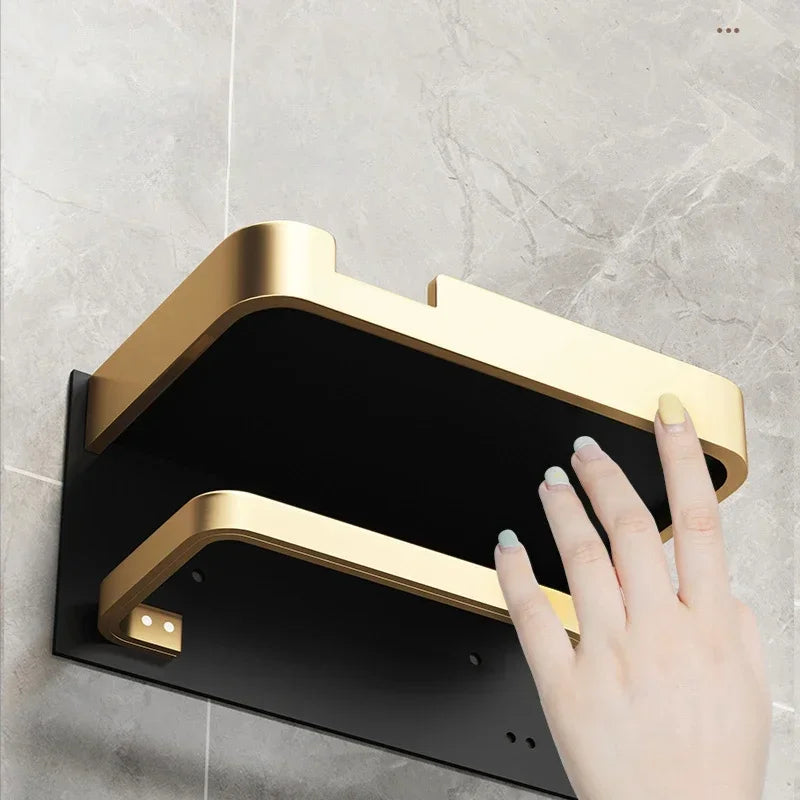 Aluminium Wall Mounted Toilet Roll Holder and Shelf Options
