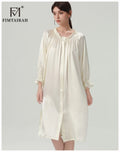 FIMTAIRAH 6A 22MM 100% Silk Nightdress Real Silk Nightgown Women long plus large size Sleepwear Pajamas robe