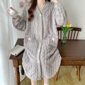 Thickened Flannel Sleepwear V-neck Home Clothes Women's Coral Fleece Robe Autumn Winter Patterned Fresh Flower Nightgown