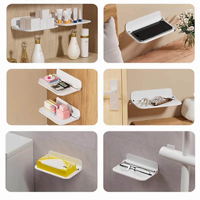 Foldable Wall Mounted Shelf for Bedside Phone and Glasses