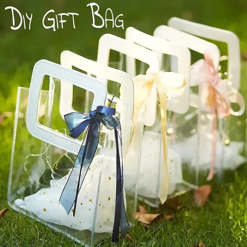 5/15/20pc PVC Gift Bags Packing Bag with Handle Wedding Accessories Festival Souvenir Party Present Candy Jewelry Packaging Home